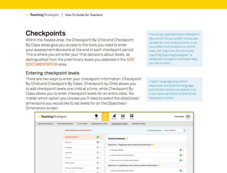 Checkpoint Support Page_Checkpoint How To Guide Teaching Strategies