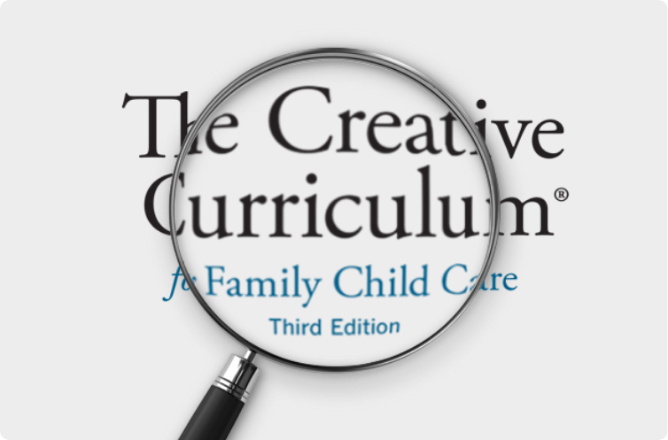 magnifying glass magnifying the creative curriculum for family child care title