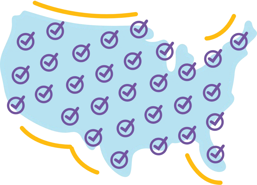 illustration of united states with check marks showcasing alignments