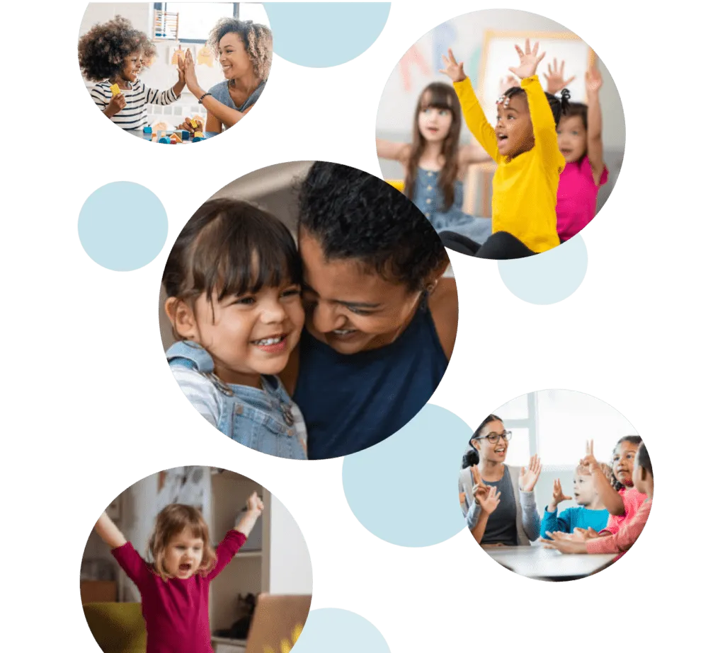 collage of multiple preschool age children engaged in learning
