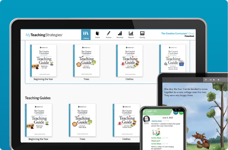 collage of creative curriculum cloud on various digital products