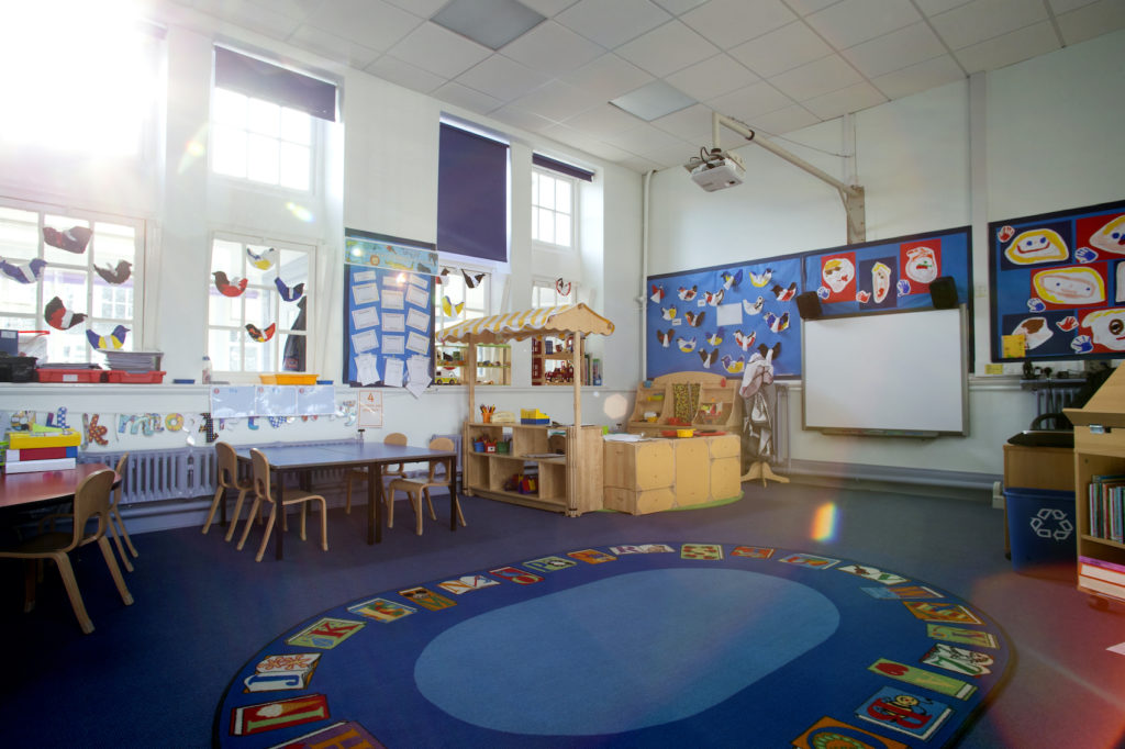 An empty preschool classroom