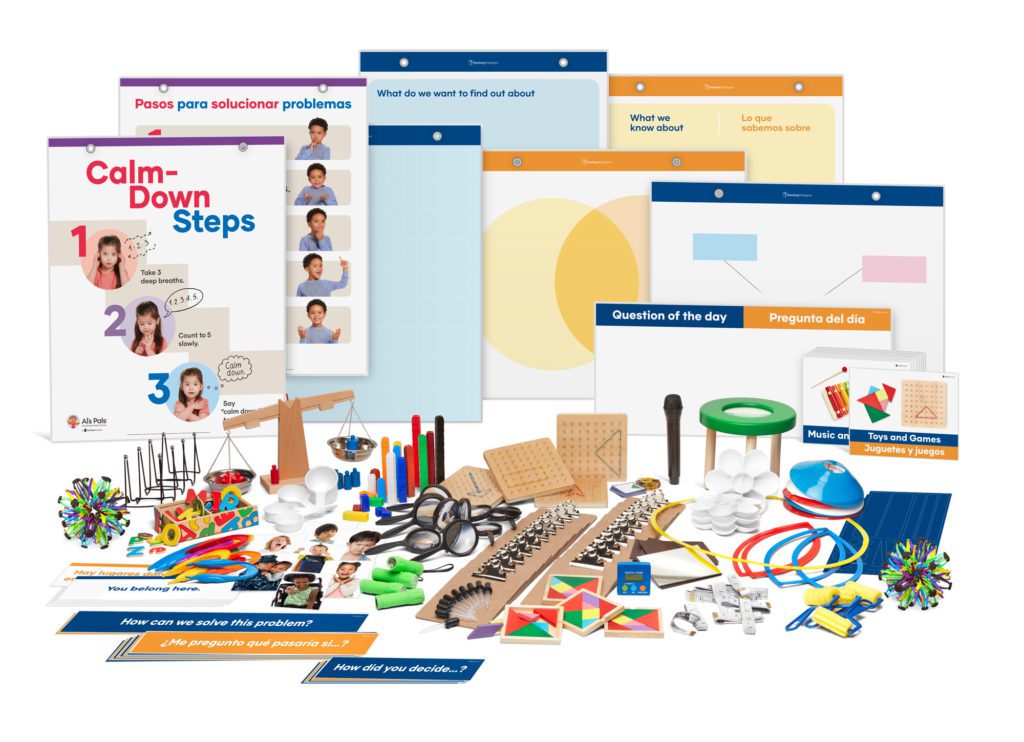 The Essentials Kit including: classroom posters, laminated questions of the day, and tools for investigation and discovery.