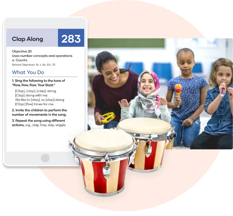 hero image of kindergarten mighty minute with children playing instruments