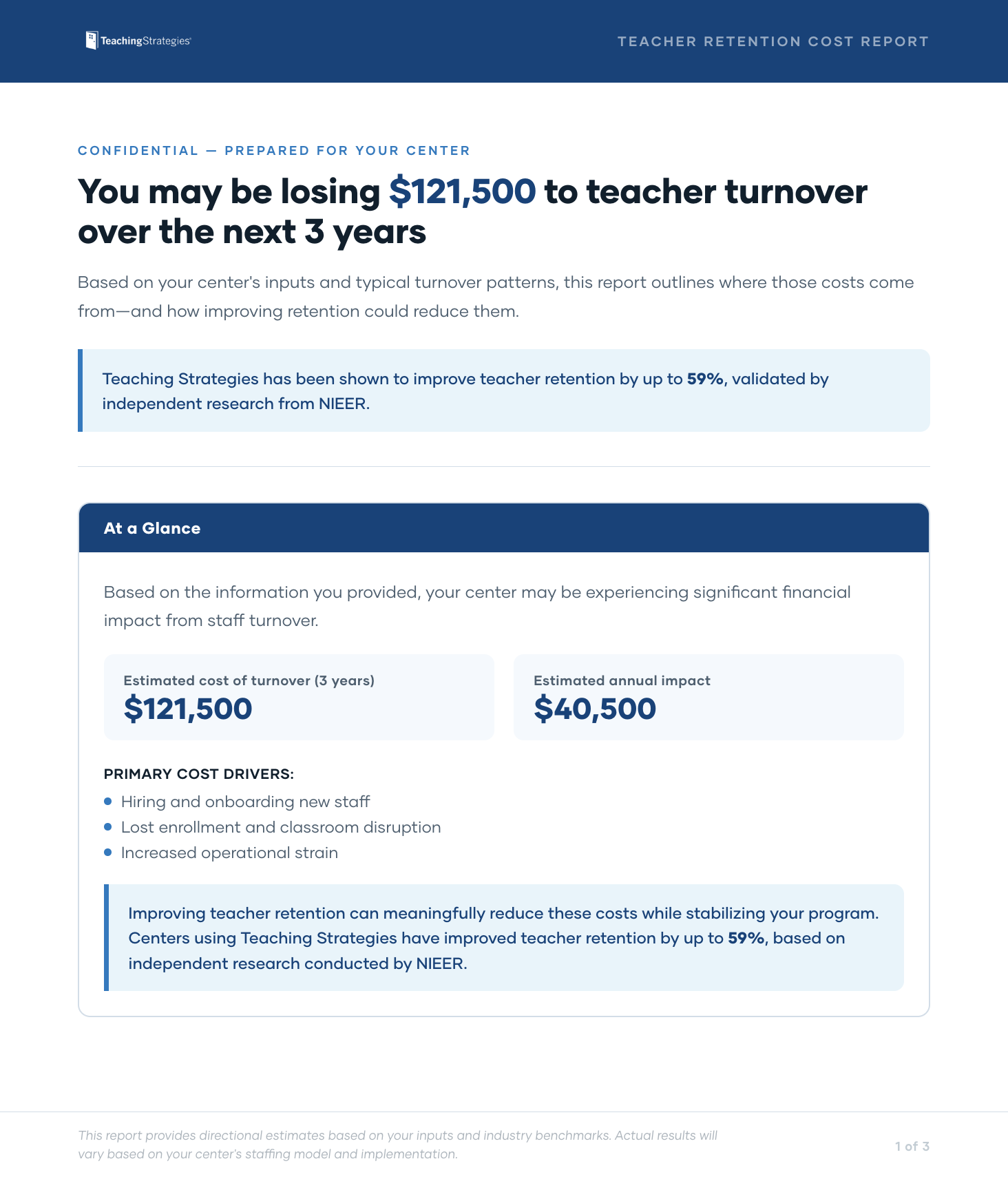 Full savings report preview