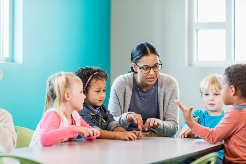 Children learning in a classroom
